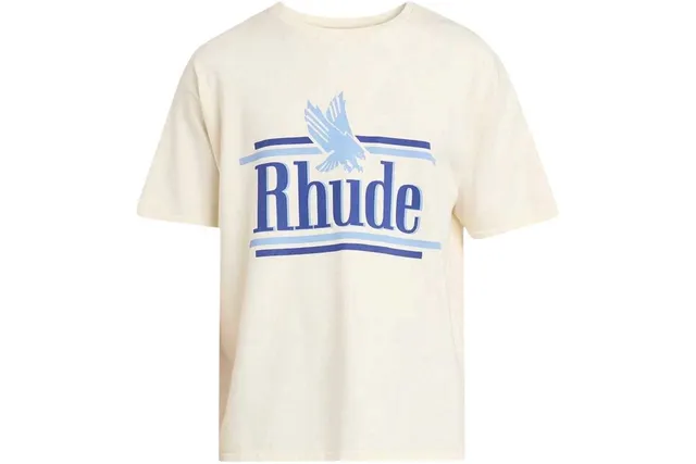 Rhude Eagle Logo Tee Cream with Blue Graphic