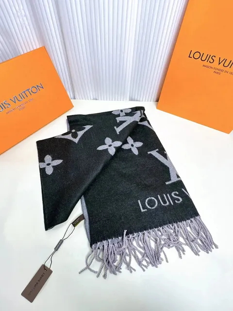 Louis Vuitton Monogram Shawl Black and Grey