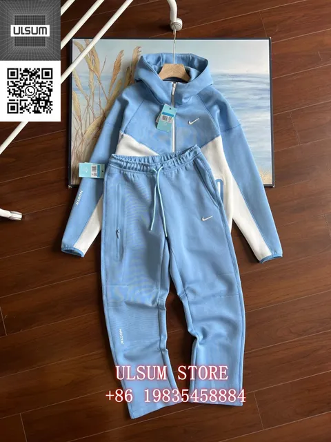 Nike × NOCTA Tech Fleece Hoodie and Joggers Light Blue and White