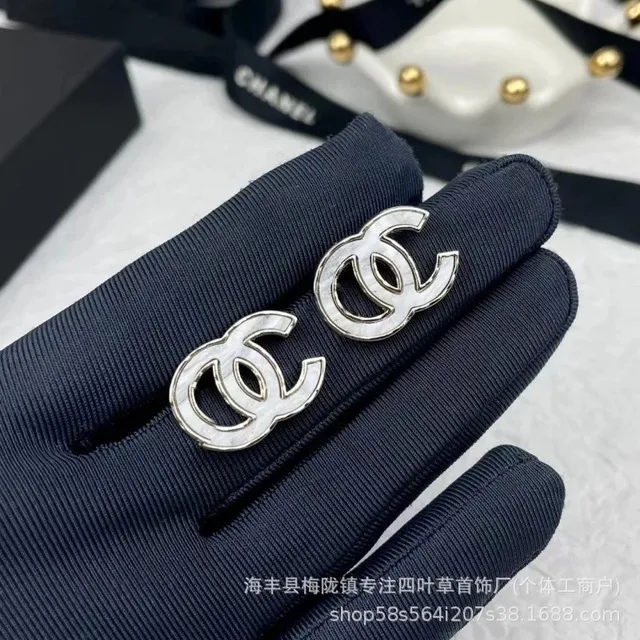 Chanel CC Logo Earrings Mother-of-Pearl Inlay