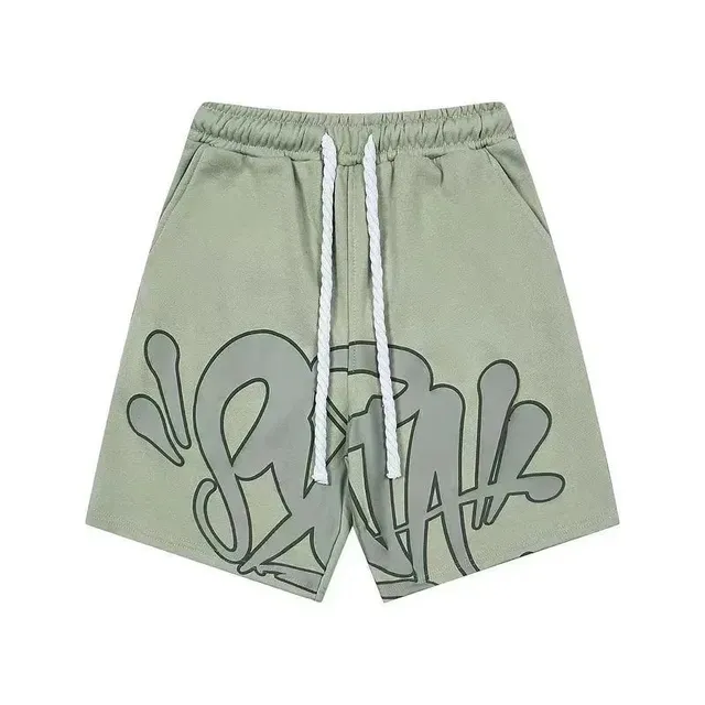 Graffiti Print Shorts Olive with Outline Graphic