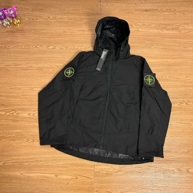 Stone Island Hooded Jacket Black with Yellow Compass Patch