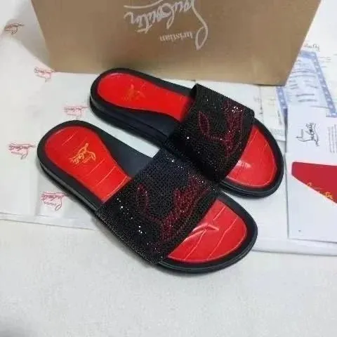 Christian Louboutin Slide Sandal Crystal-Embellished