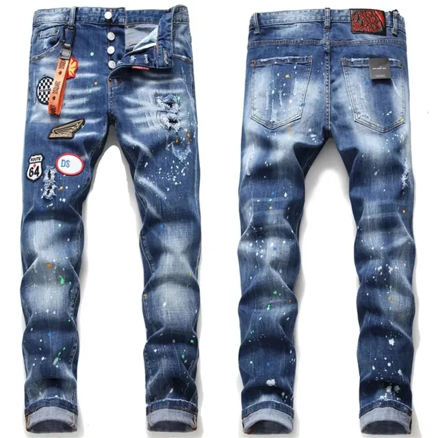 Dsquared2 Distressed Jeans Paint Splatter Patchwork