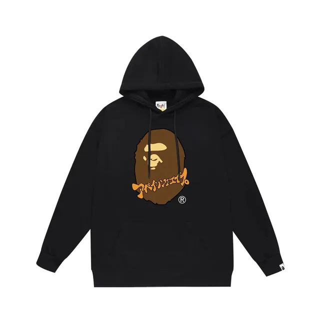 BAPE Shark Hoodie Brown Ape Head with Orange Script