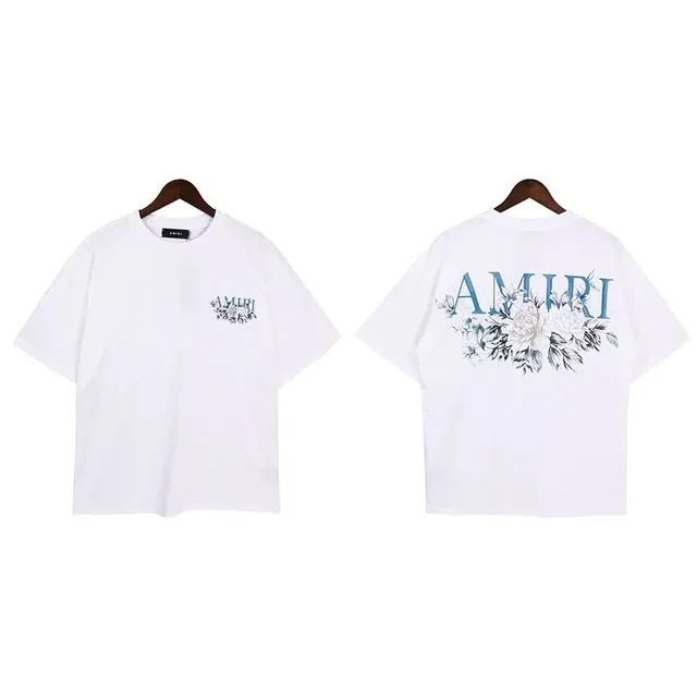 Amiri Floral Logo Tee White with Floral Print