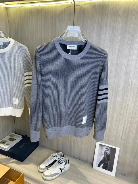 Thom Browne Ribbed Crewneck Sweater Four-Bar Stripe