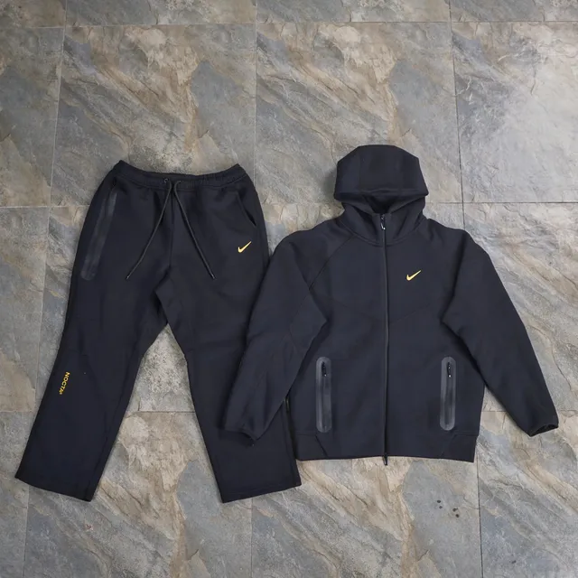 Nike × NOCTA Tech Fleece Hoodie and Joggers Black with Gold Swoosh