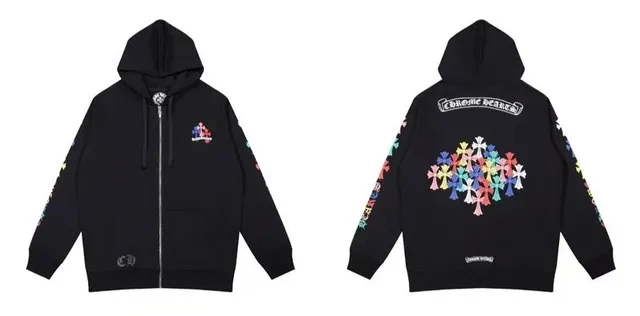 Chrome Hearts Zip-Up Hoodie Multicolor Cross Print