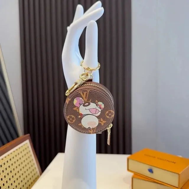 Louis Vuitton Coin Purse Keychain Monogram with Cartoon Print