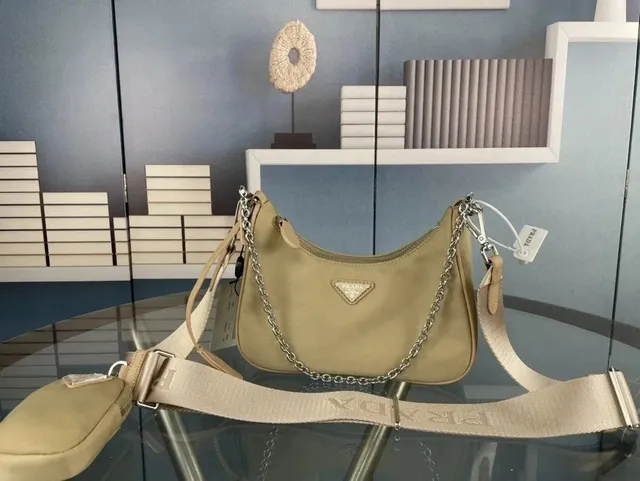 Prada Hobo Bag Nylon with Chain Strap