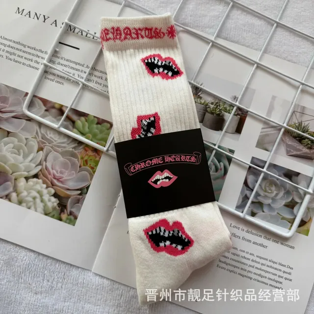 Chrome Hearts Lips Socks Embroidered Lips