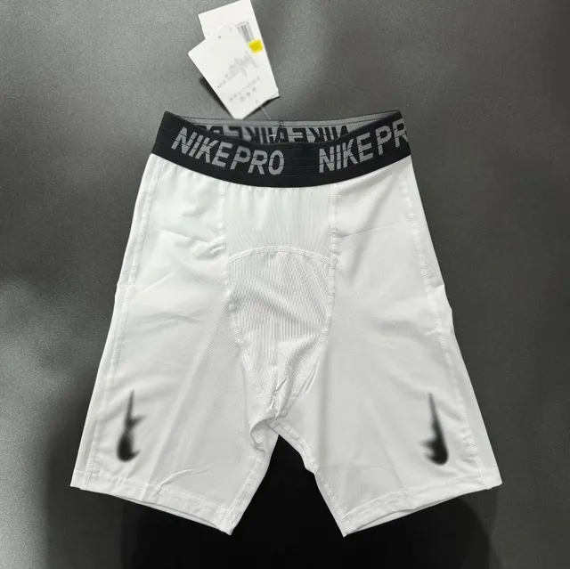 Nike Pro Compression Shorts White with Black Swoosh