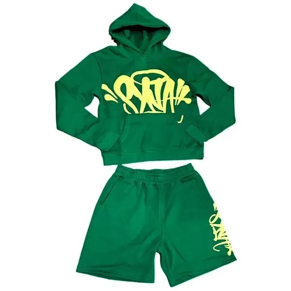Hoodie and Shorts Set Graffiti Print
