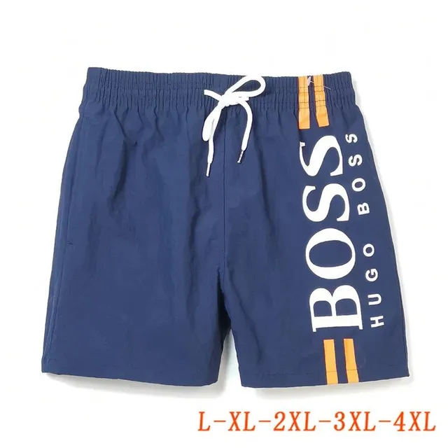 Hugo Boss Logo Swim Shorts Navy with White and Orange Logo