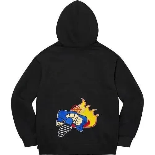 Supreme Zip-Up Hoodie Flaming Basketball Graphic