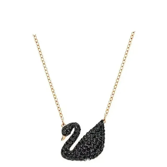 Swarovski Swan Pendant Black Crystal