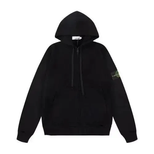 Stone Island Zip-Up Hoodie Black with Compass Patch