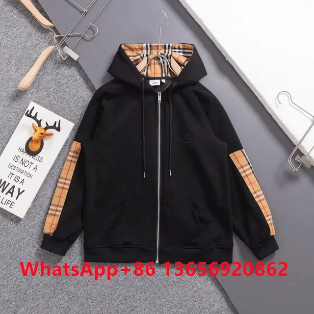 Burberry Zip-Up Hoodie Checkered Sleeve