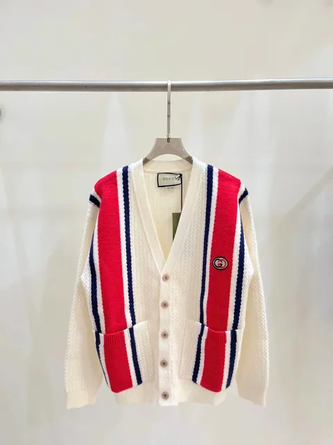Gucci Knit Cardigan Striped GG Patch