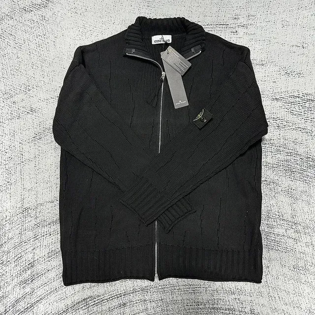 Stone Island Zip-Up Knit Sweater Cable Knit