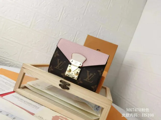 Louis Vuitton Lockme Wallet Monogram Canvas with Pink Leather