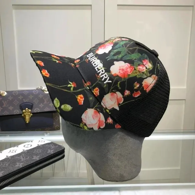 Burberry Floral Print Cap Rose Motif