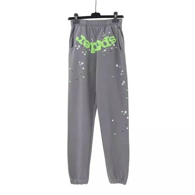 Sp5der Star Print Joggers Lime Green Logo & Stars