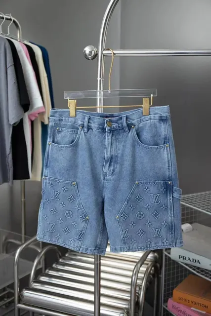 Louis Vuitton Monogram Denim Shorts Embroidered LV Pattern