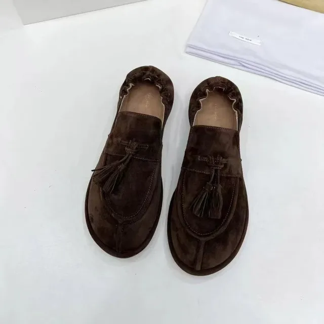 JW Anderson Tassel Loafer Suede with Ruffled Collar
