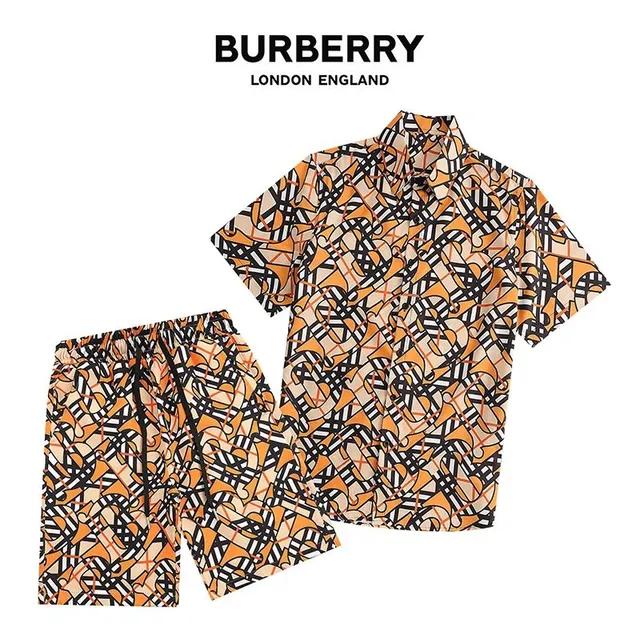 Burberry Printed Shirt and Shorts Set Icon Stripe Print