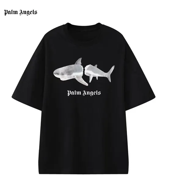 Palm Angels Shark Graphic Tee Shark Print