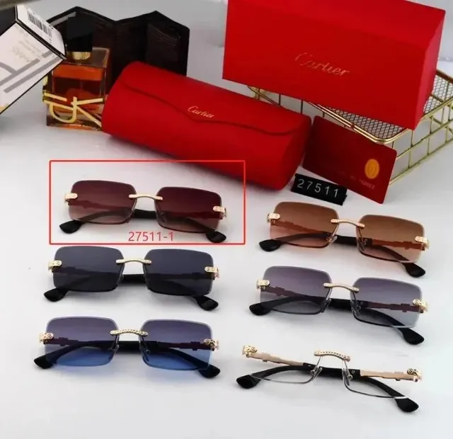 Cartier Sunglasses Square Frame with Gold Accents