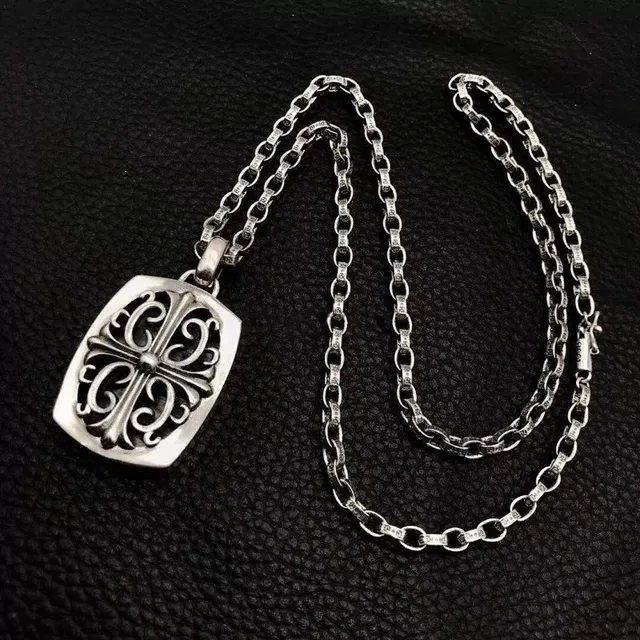 Chrome Hearts Cross Pendant Necklace Ornate Shield