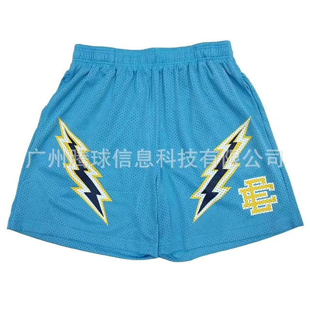 Mesh Shorts Lightning Bolt Embroidery