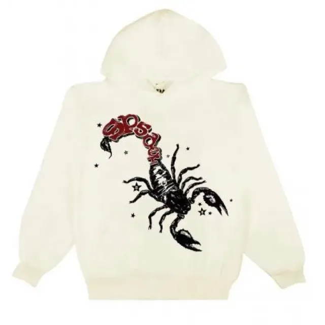 Sp5der Scorpion Hoodie Red and Black Scorpion Graphic