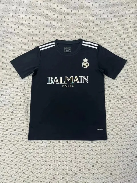 Adidas × Balenciaga Real Madrid x Balmain Tee Black Iridescent Logo