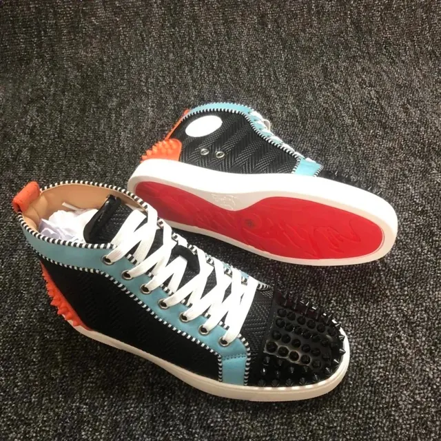 Christian Louboutin Louis Spikes High-Top Black/Blue/Orange