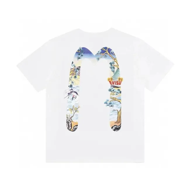 Evisu Graphic T-Shirt M Logo Landscape Print