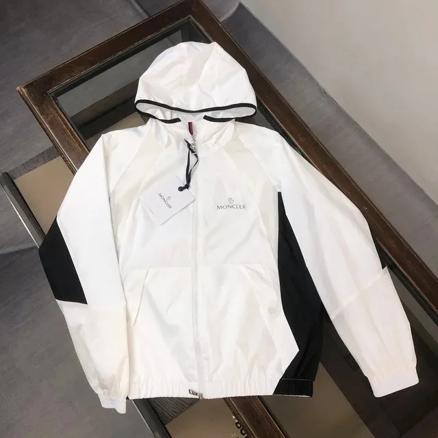 Moncler Windbreaker Jacket White with Black Panels