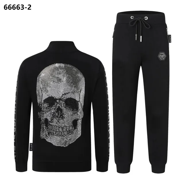 Philipp Plein Skull Embroidery Track Set Crystal Skull