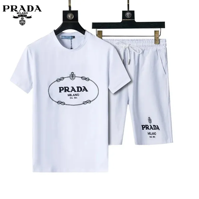 Prada Logo Tee and Shorts Set Oval Logo Print