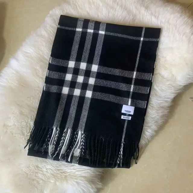 Burberry Classic Check Scarf Black White Grey