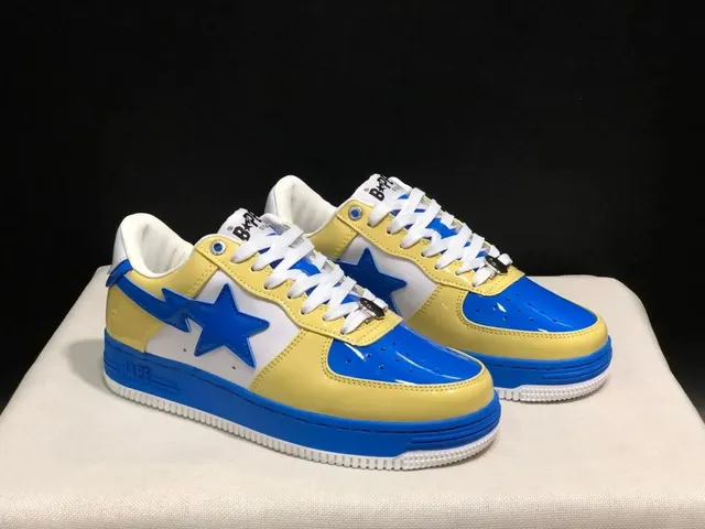 BAPE Shark Air Force 1 Blue Yellow Patent