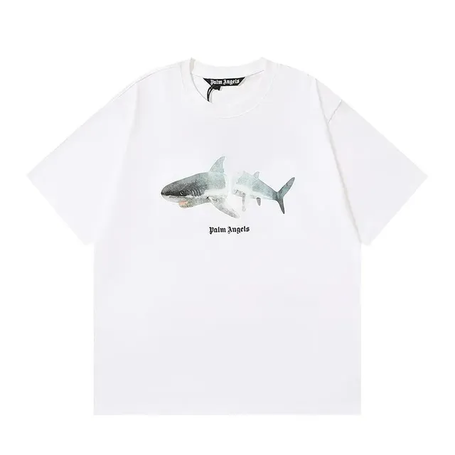 Palm Angels Shark Graphic Tee Shark Print
