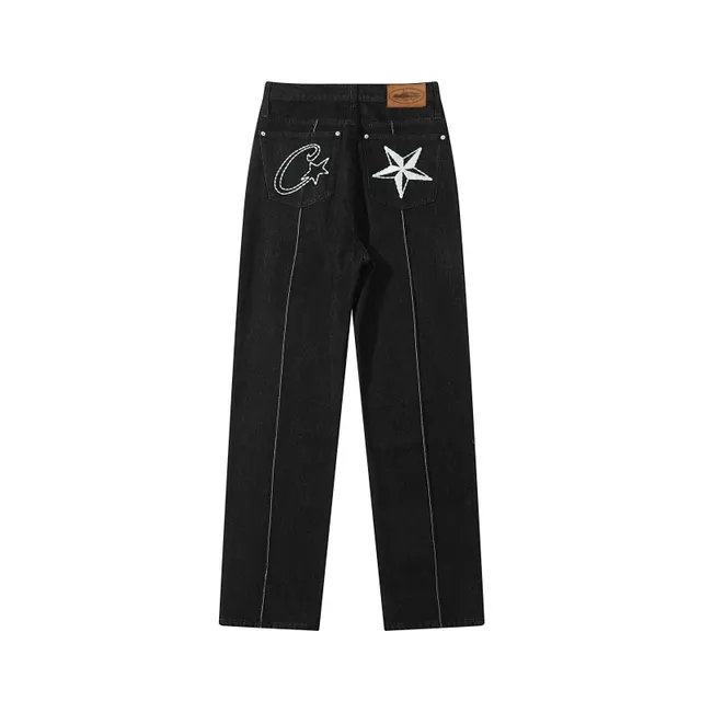 Corteiz Denim Trousers Embroidered Star and C Logo
