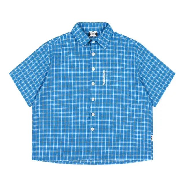 Mertra Short-Sleeve Button-Up Shirt Grid Check