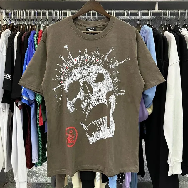 Hellstar Skull Graphic Tee Distressed Skull with Crown