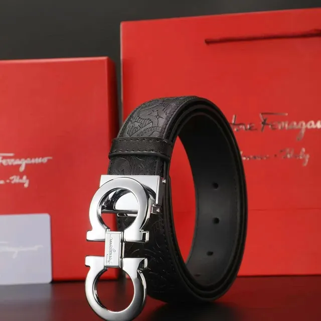Ferragamo Gancini Belt Embossed Leather
