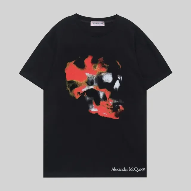 Alexander McQueen Skull Graphic Tee Flame Skull Print